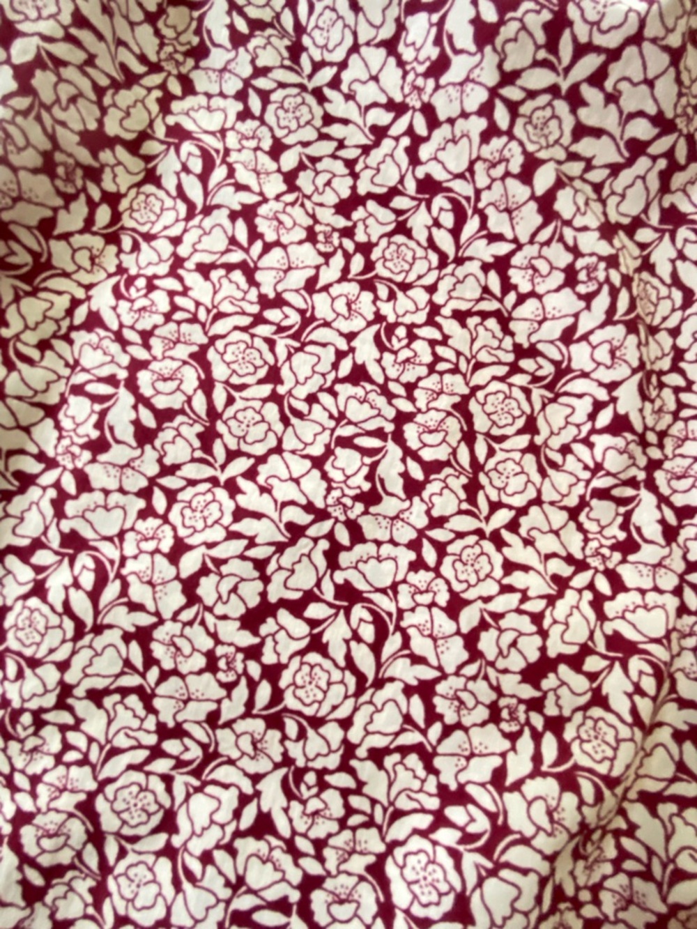 Time and Tru Burgundy and Cream Floral 3/4 Sleeve Peasant Blouse Size Medium - Picture 12 of 15